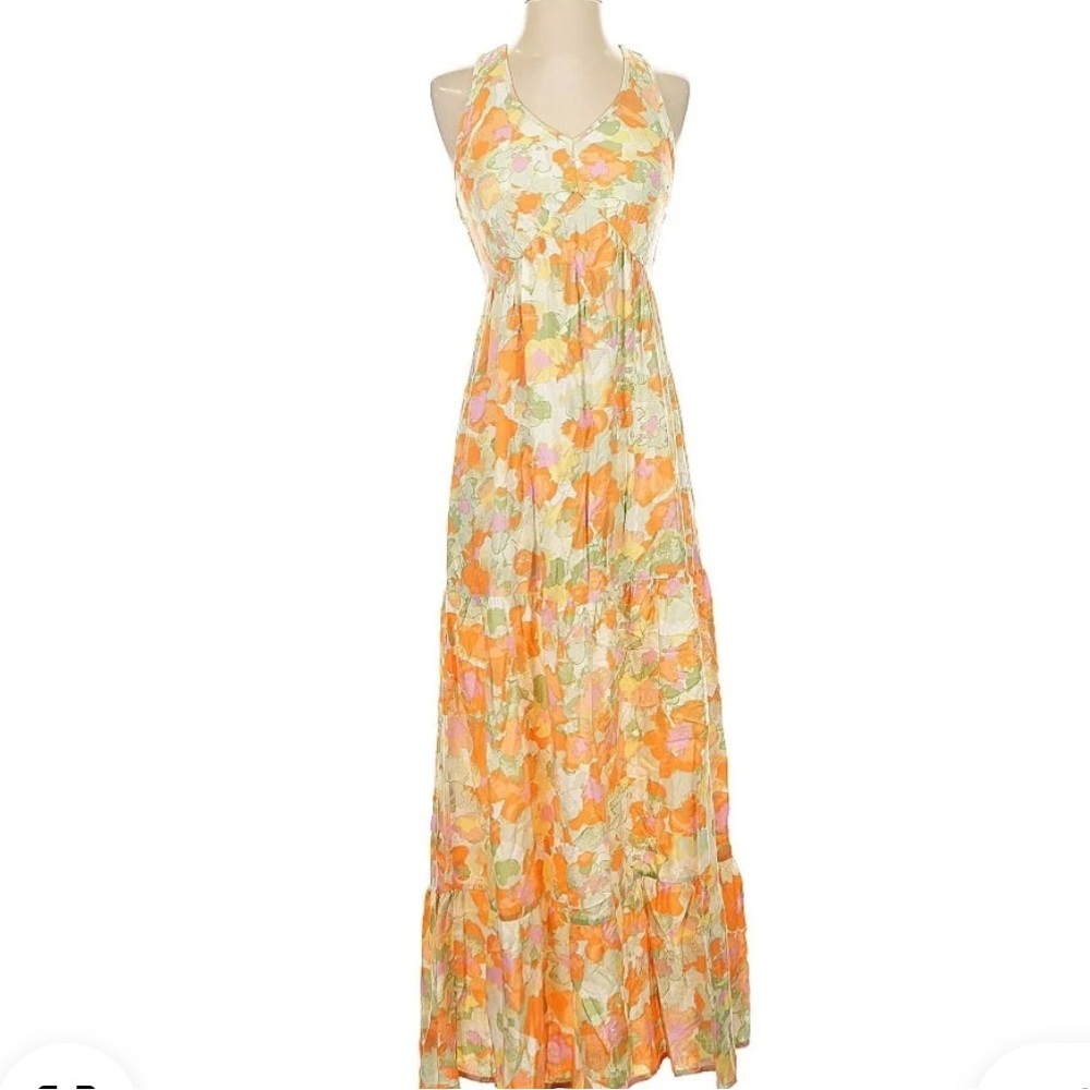 Japna Maxi Dress NWT PASTEL Floral M vacation beach resort summer picnic